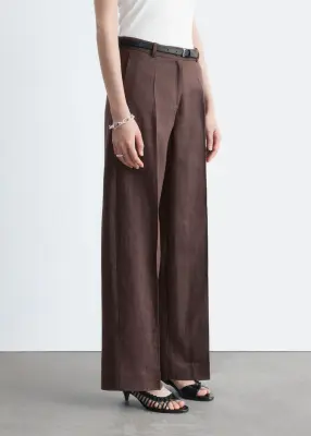 Pantalon habillé en lin - Marron foncé — photo 3