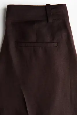 Jupe-culotte large en lin mélangé - Marron foncé — photo 3