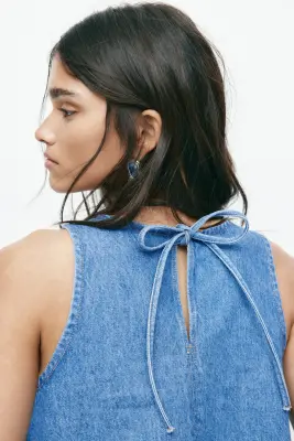 Robe trapèze en denim - Bleu denim — photo 3