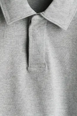Polo à manches longues Oversized Fit - Gris clair chiné — photo 4