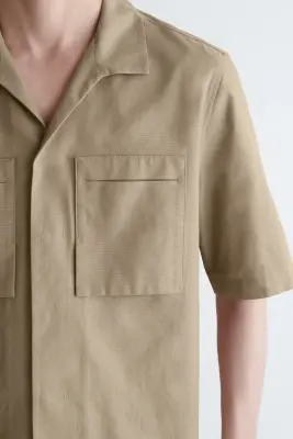 CHEMISE WORKWEAR EN COTON TEXTURÉ - SABLE — photo 3
