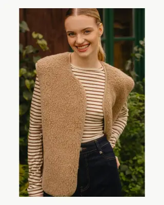Gilet sans manches Ypo camel en mérinos – Yoko — photo 2