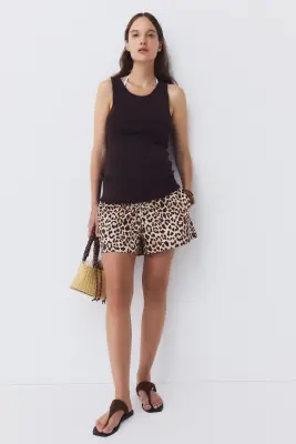 MAMA Short à cordon - Beige/imprimé léopard — photo 1
