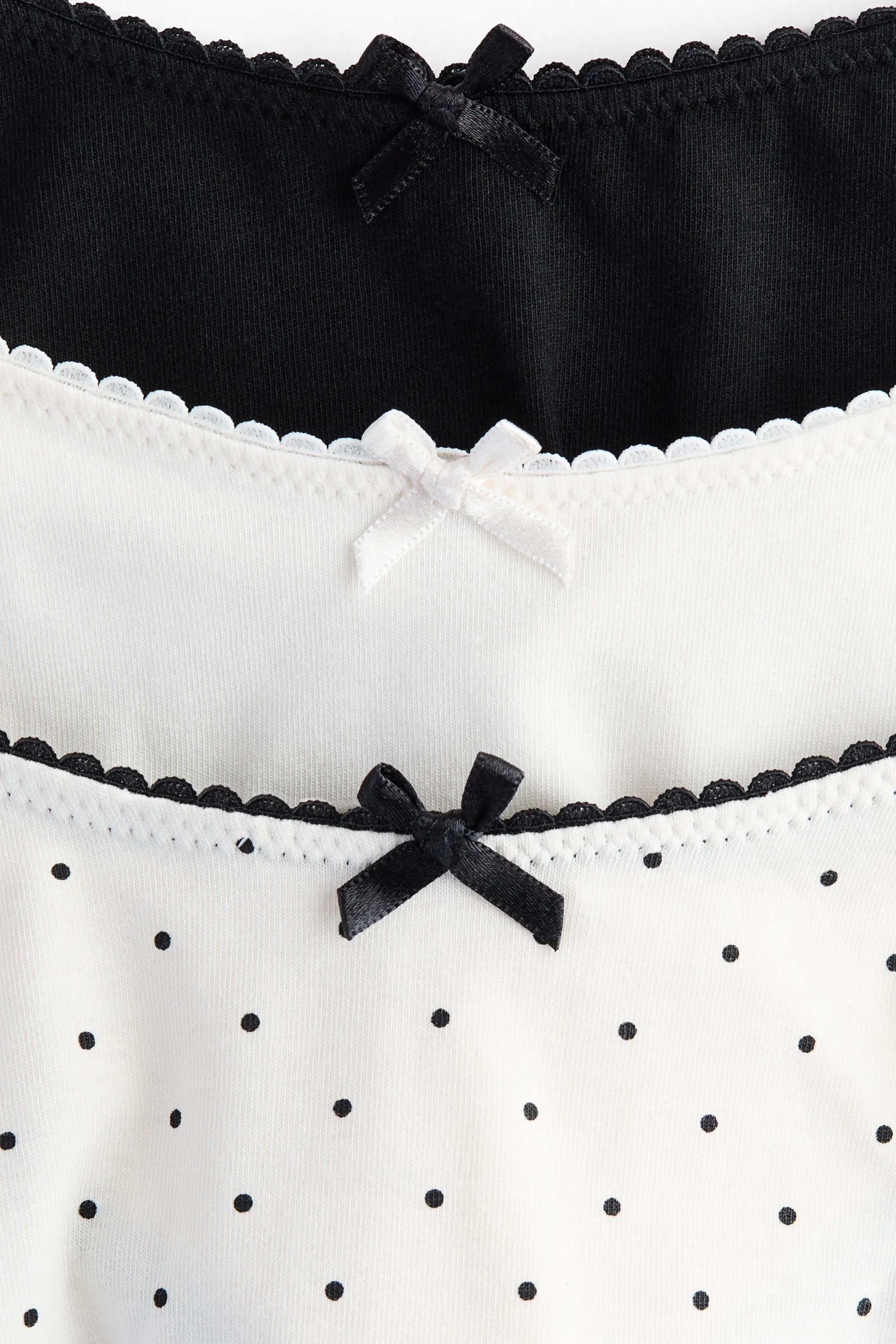 Lot de 3 culottes Thong en coton - Crème/pois