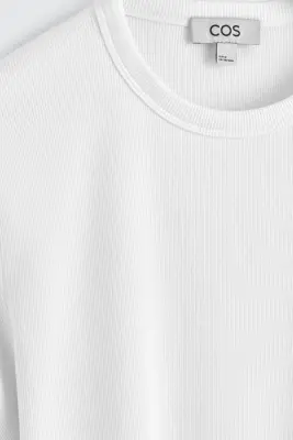T-SHIRT SLIM EN COTON CÔTELÉ - BLANC — photo 5