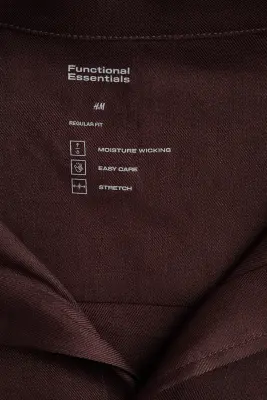 Chemise Easy-care Regular Fit en lin mélangé - Marron foncé — photo 4