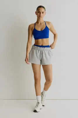 Short de sport molletonné Regular Fit - Gris clair chiné — photo 1