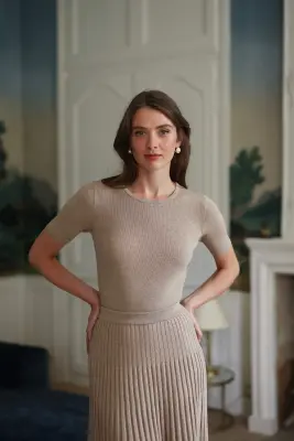 Henrietta Knit Top - Beige melange — photo 1