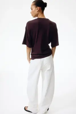 Top en viscose à effet drapé - Marron foncé — photo 3