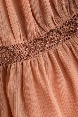 Top à bretelles fines avec perles fantaisie - Orange ancien — photo 5