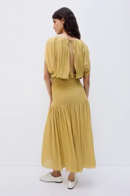 MAMA Robe d'allaitement mockée avec cape - Jaune ancien — photo 3