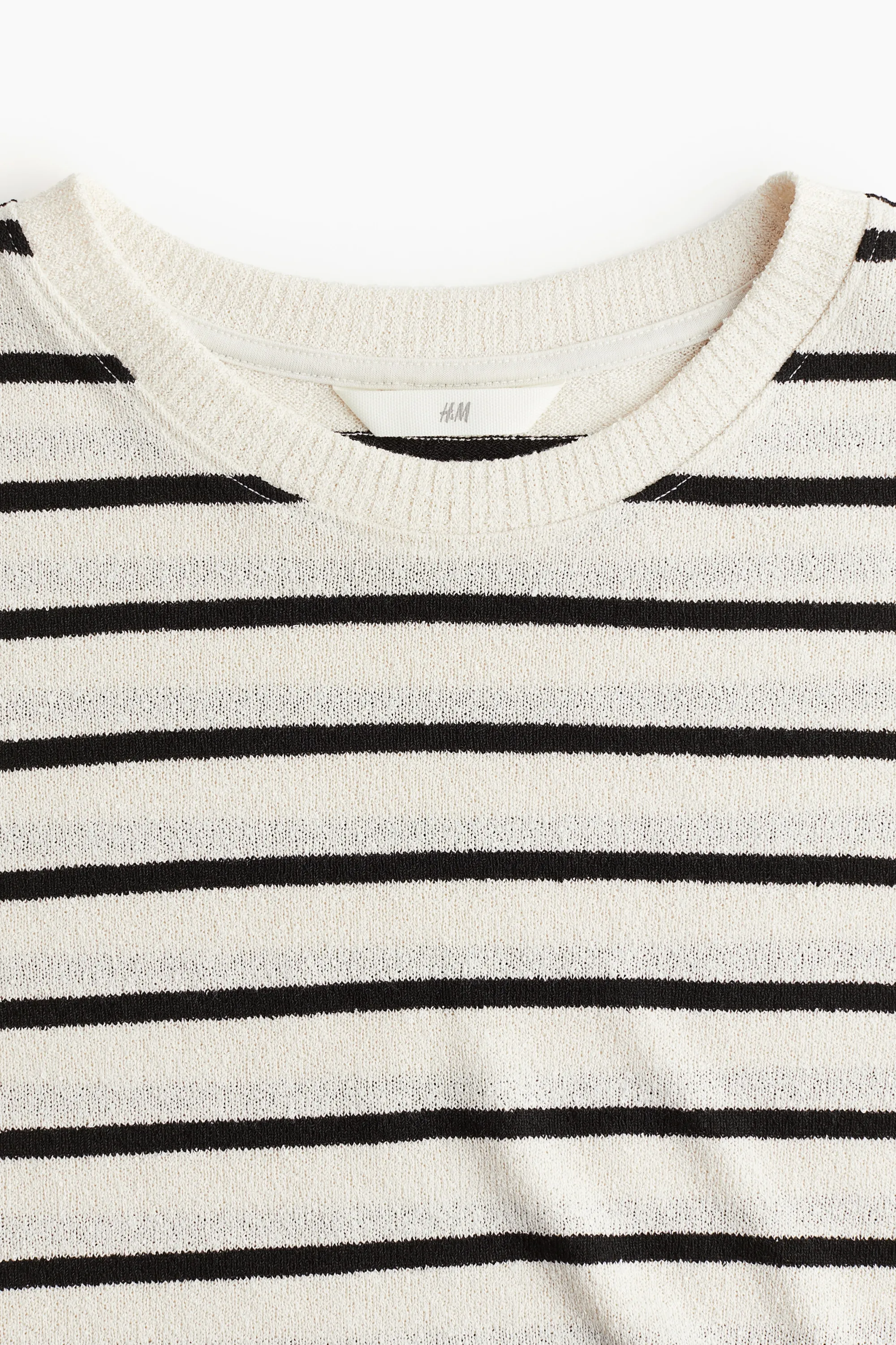 T-shirt en maille fine - Blanc/rayures noires