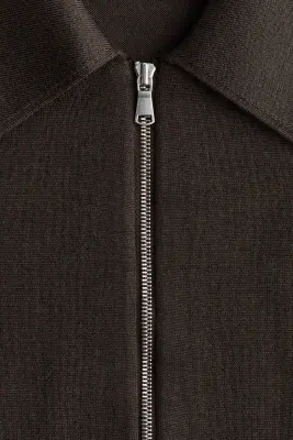 Polo en maille fine de laine mérinos - Taupe foncé — photo 5