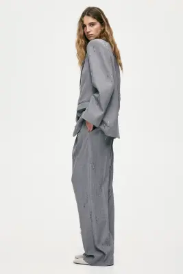 Pantalon avec perles fantaisie - Gris — photo 4