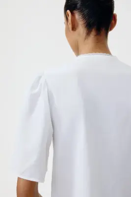 Blouse à plis nervure - Blanc — photo 3