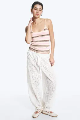 Débardeur à bretelles ajusté - Rayure rose/marron — photo 1