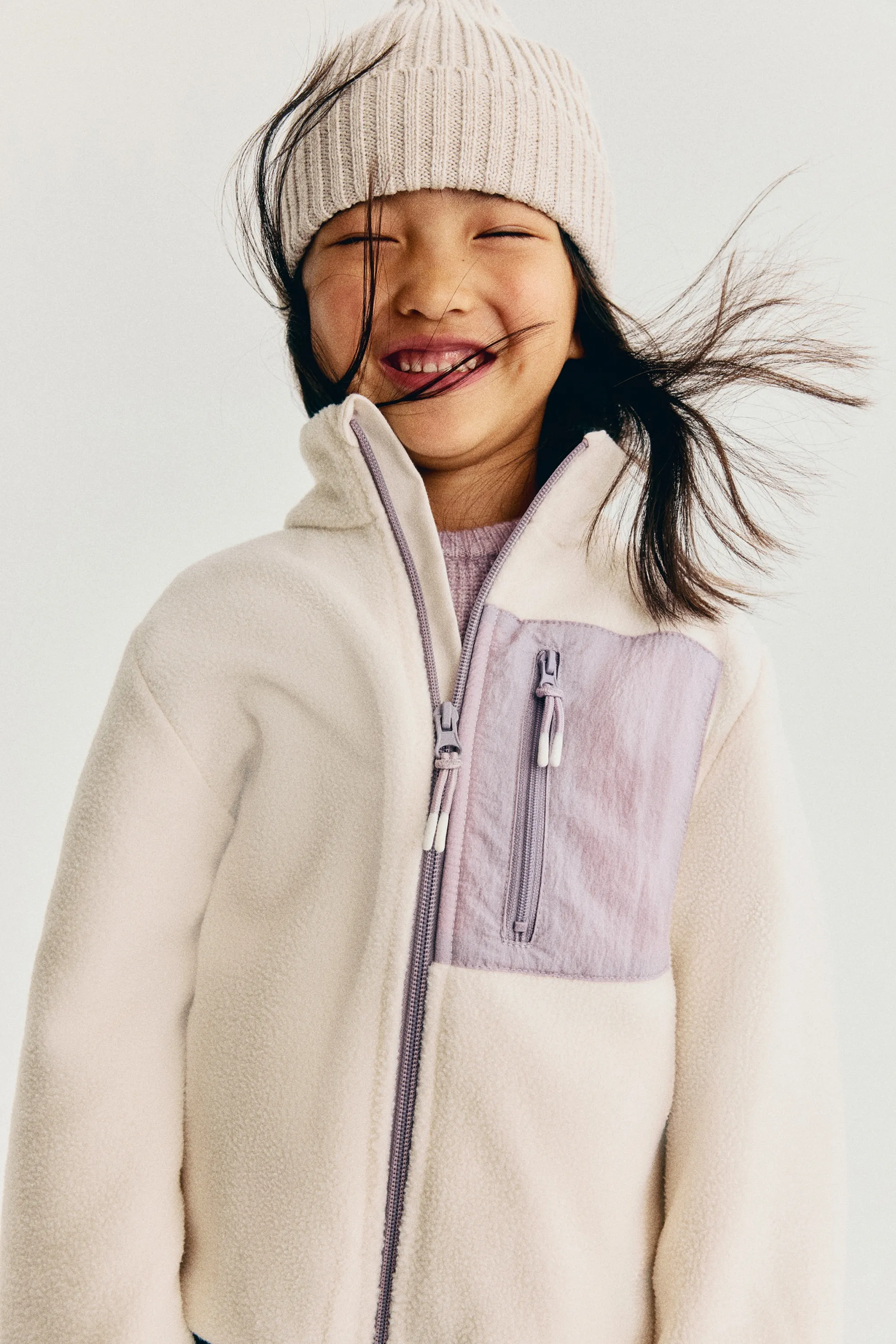 Veste en polaire - Beige clair/color block