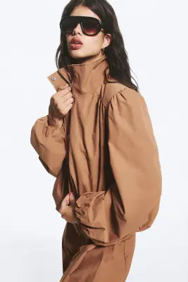 Veste de survêtement oversize à col cheminée - Marron moyen — photo 3