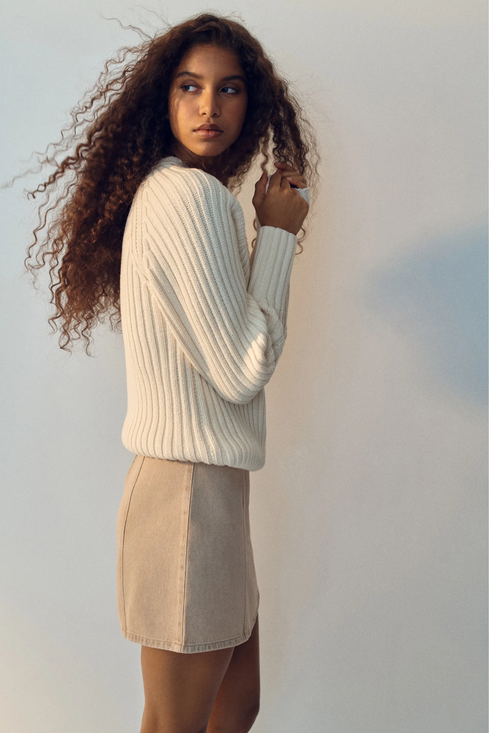 Minijupe trapèze - Beige clair