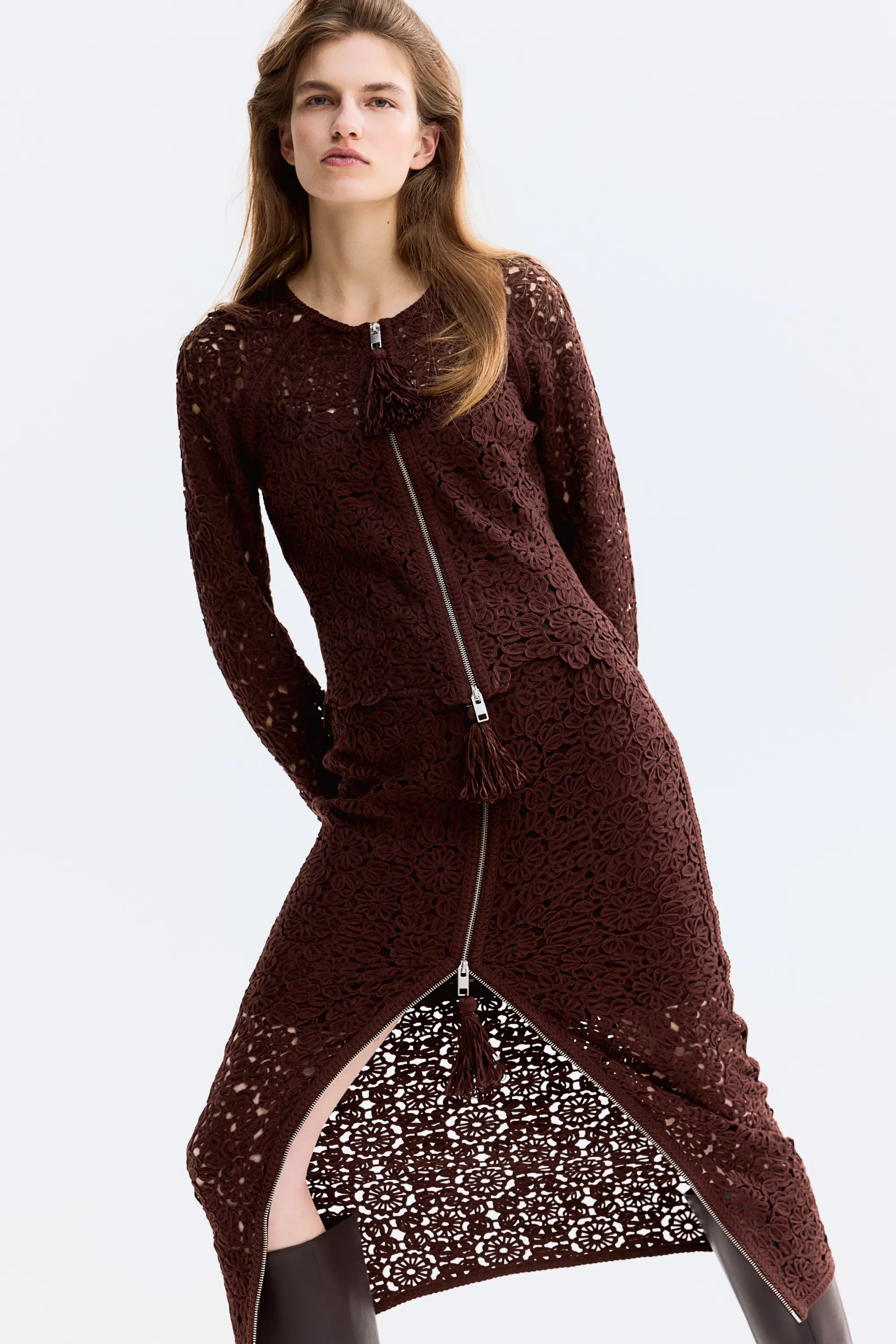 Jupe façon crochet - Marron foncé