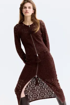 Jupe façon crochet - Marron foncé — photo 1
