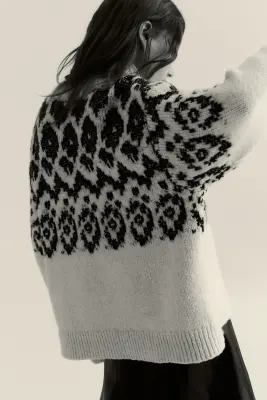 Pull en maille jacquard - Blanc/motif — photo 3