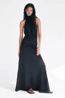 Robe dos nu à effet drapé - Noir — photo 2