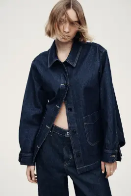 Denim shacket - Bleu denim foncé — photo 1