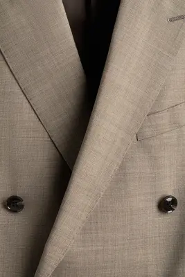 Veste croisée Regular Fit en laine mélangée - Beige foncé — photo 2