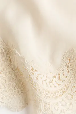 Jupe en viscose avec dentelle - Beige clair — photo 5