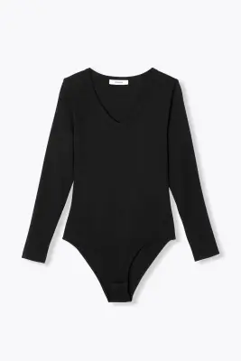 Body côtelé col V Femme