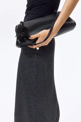 Slip skirt en viscose - Noir/pois blancs — photo 3