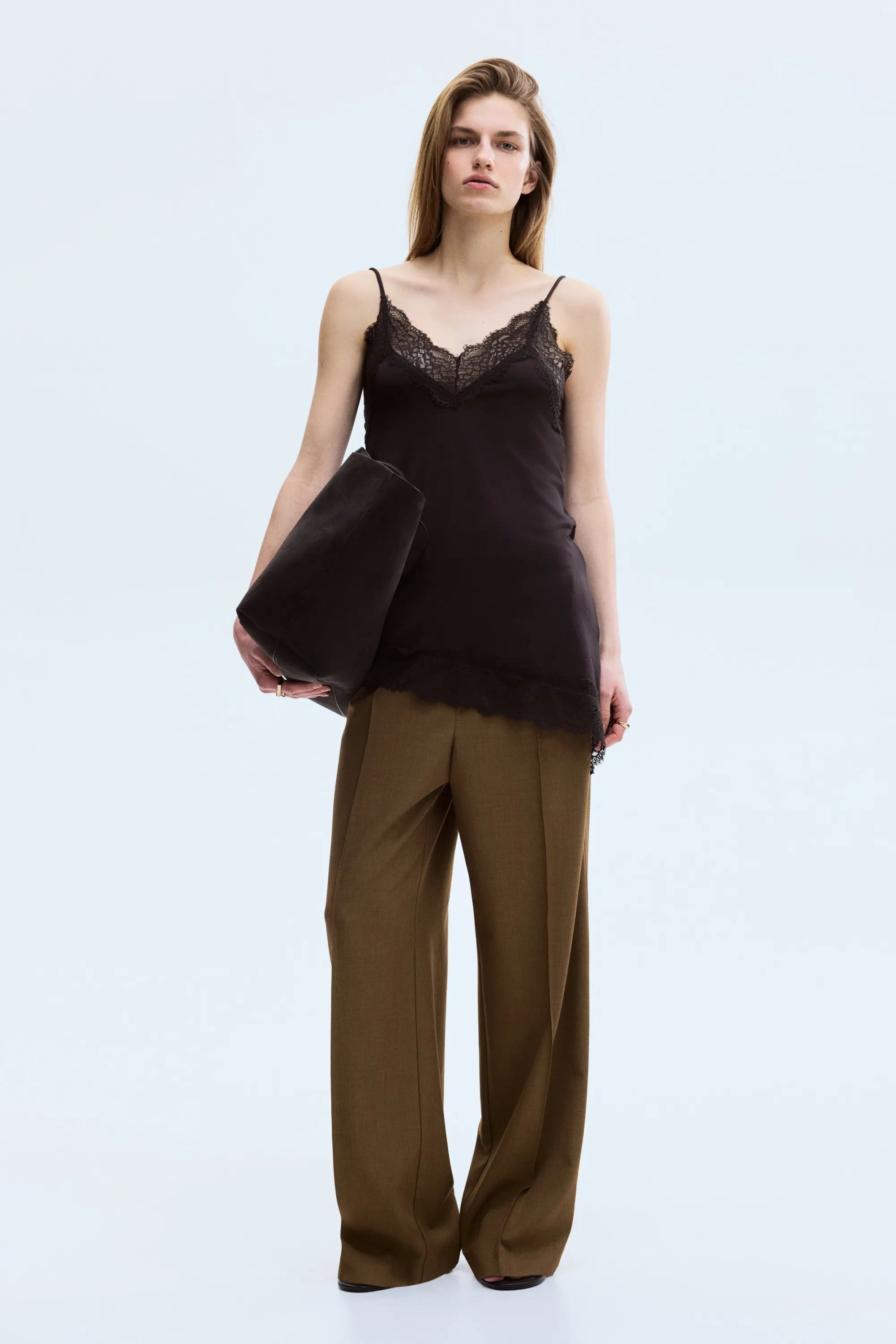 Pantalon avec plis - Vert kaki foncé