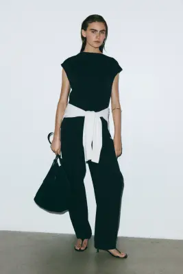 Top en jersey avec encolure bénitier - Noir — photo 2