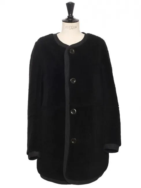 Manteau reversible en shearling peau et daim noir Prix boutique 3000€ Taille XS/S