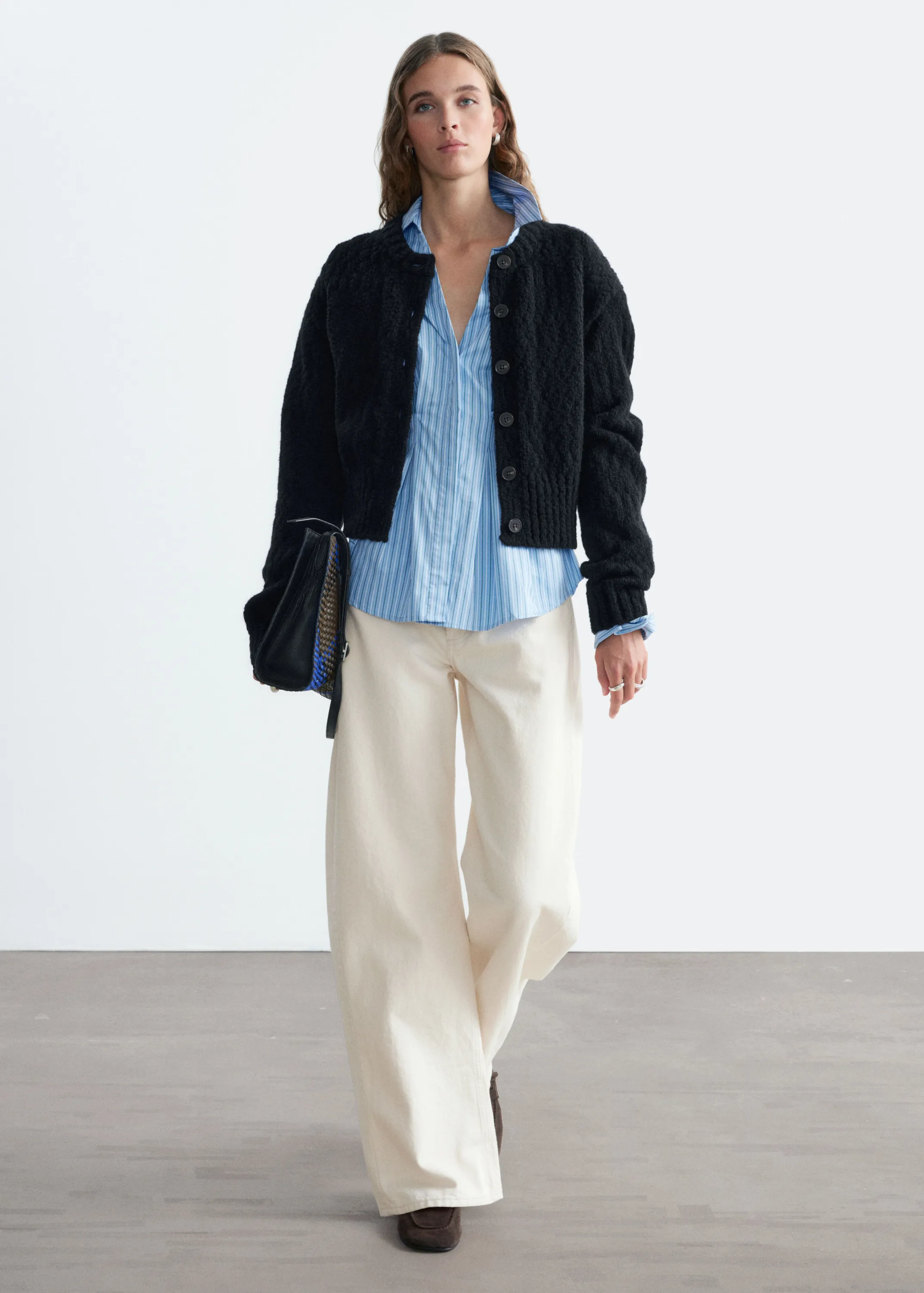 Cardigan en laine et coton - Noir
