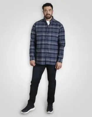 DUKE CHEMISE GRANDE LONGUEUR A CARREAUX Bleu — photo 2