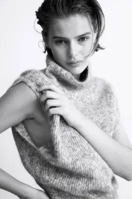 Pull sans manches avec col cheminée - Gris clair chiné — photo 1
