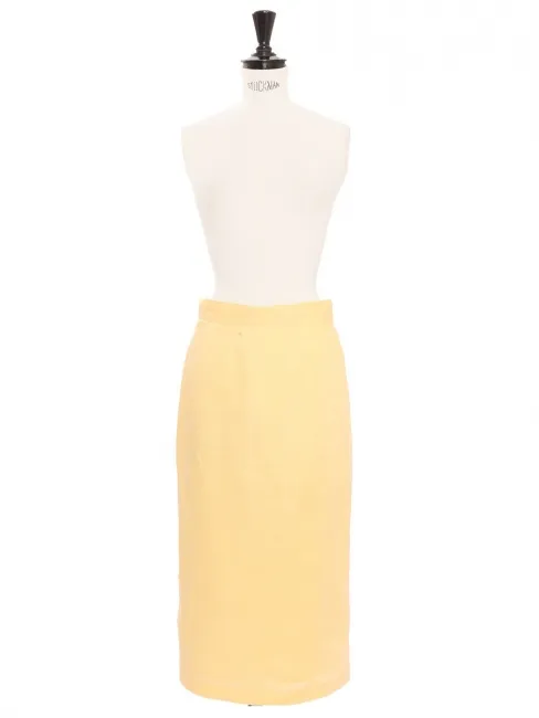 Jupe crayon midi 100% lin jaune poussin Taille XS