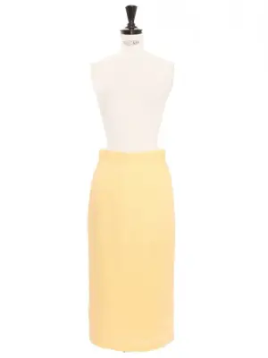 Jupe crayon midi 100% lin jaune poussin Taille XS — photo 1