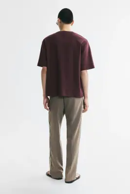 T-shirt Relaxed Fit en interlock - Violet prune — photo 3