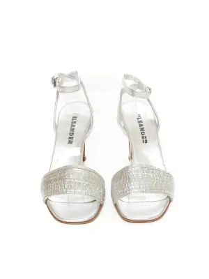 Sandales à talon et bride cheville en cuir argent Prix boutique 595€ Taille 35,5 — photo 3