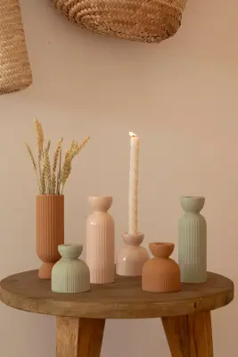 Grand bougeoir/vase Lus -  rose poudré — photo 3
