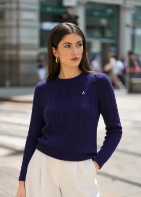 Christina Cotton Cashmere Sweater - Navy — photo 2