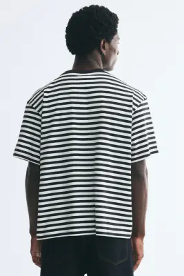 T-shirt Relaxed Fit - Bleu marine/rayé — photo 3
