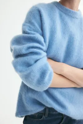 Pull oversize en mohair mélangé - Bleu clair — photo 1