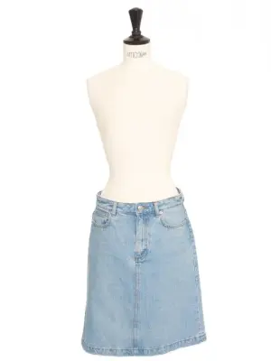 Jupe taille haute en jean bleu clair Prix boutique 170€ Taille 34 — photo 1