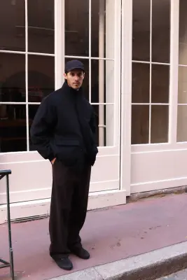 Still By Hand – Padded wool blouson BL05263OS – BLACK — photo 2