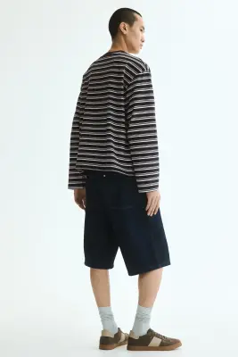 T-shirt boxy Relaxed Fit en coton - Marron foncé/rayé — photo 3