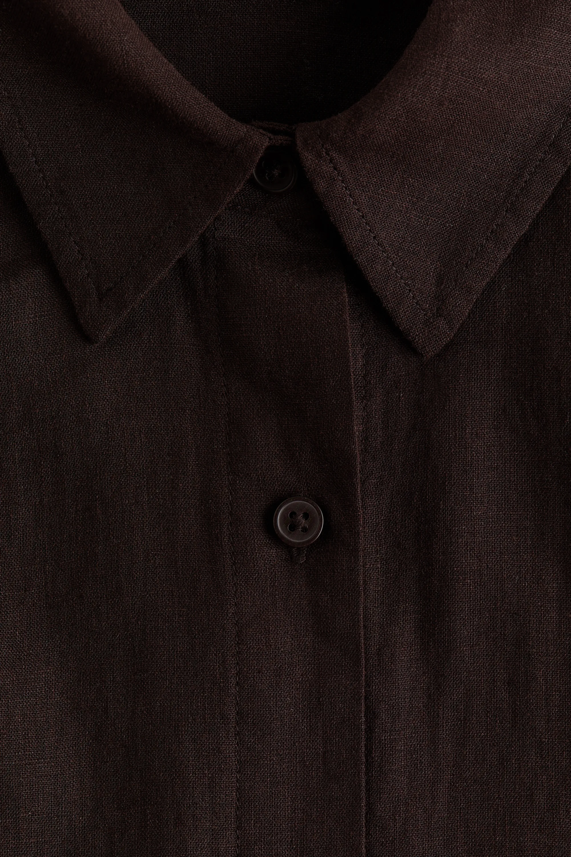 Robe chemise en lin mélangé - Marron foncé